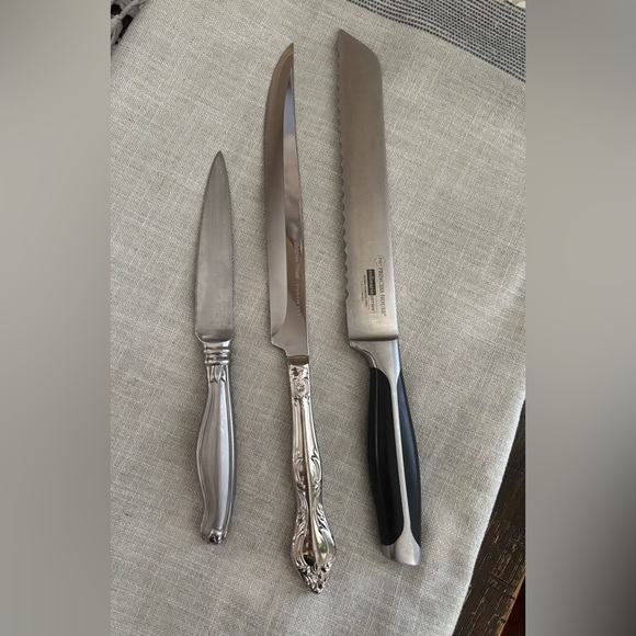 Set of Three Silver and Black Knives princess house knife’s